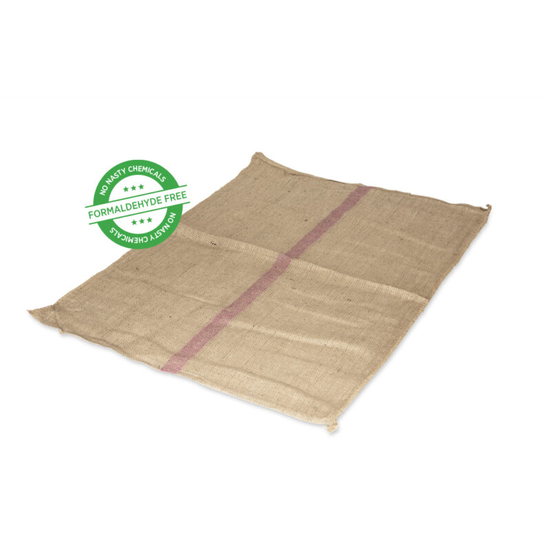 A Superior Pet Goods chemical free hessian bag with a purple stripe