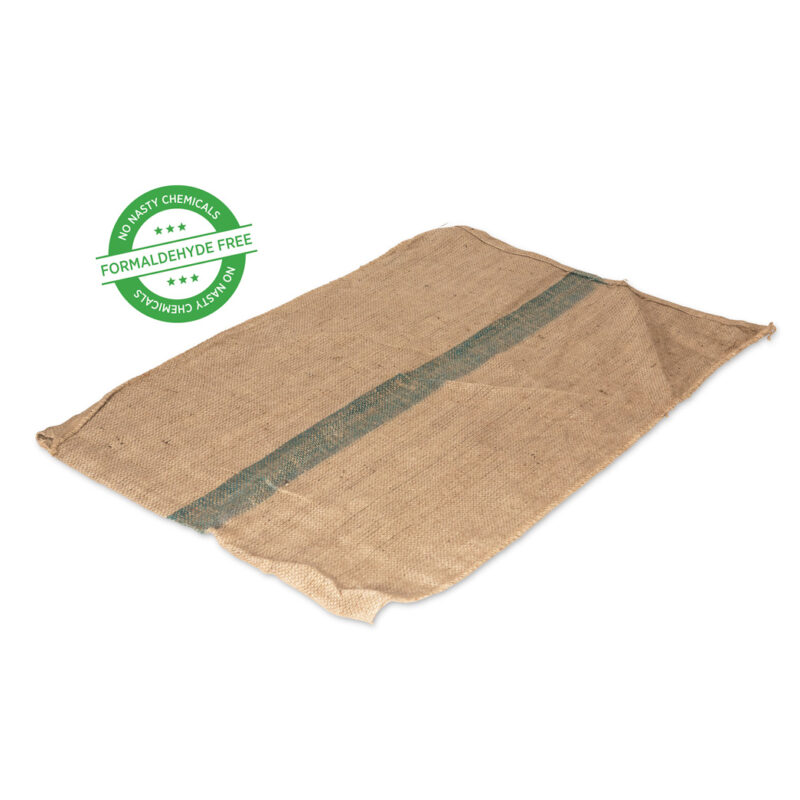 A Superior Pet Goods chemical free hessian bag with a green stripe