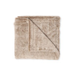 Calming, water resistant, plush faux fur pet blanket in latte colour