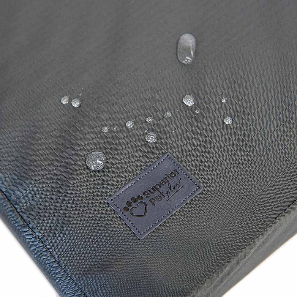 water droplets bead on Ripstop fabric with Superior Pet Goods logo