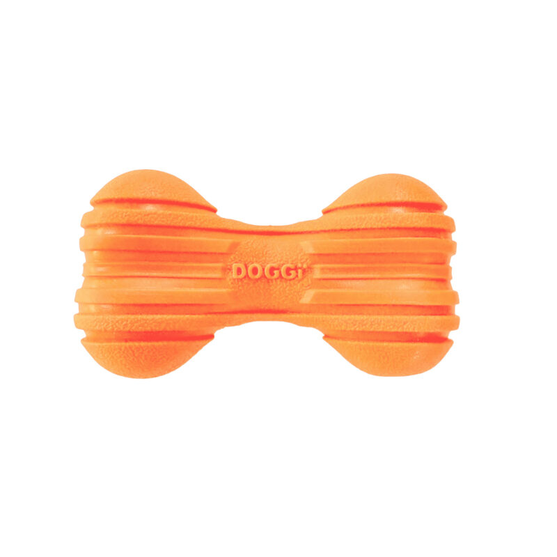 doggi toy orange ribbed bone dog toy