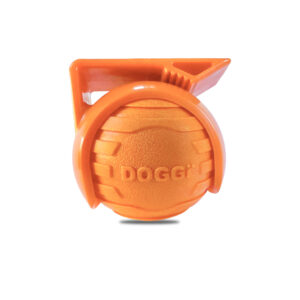 Doggi orange dog Ball in it's clip holder