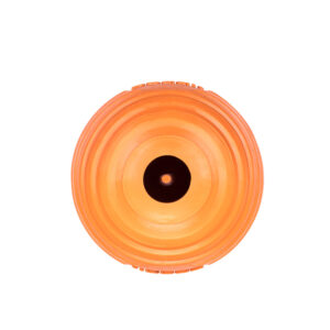 the bottom view showing how treats are dispensed from the Doggi toy dumbbell dog toy