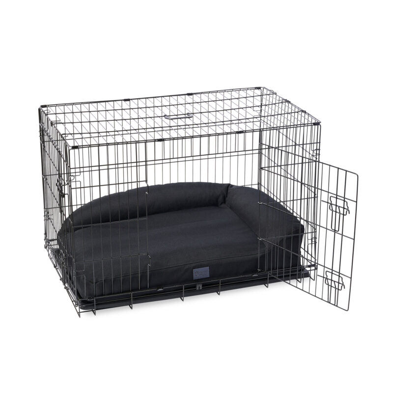 The Superior Pet Goods SnugSide Crate Bed in Ripstop photographed in a crate