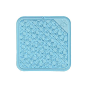 Katti lick mat in blue with a fun mouse pattern