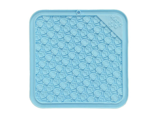Katti lick mat in blue with a fun mouse pattern