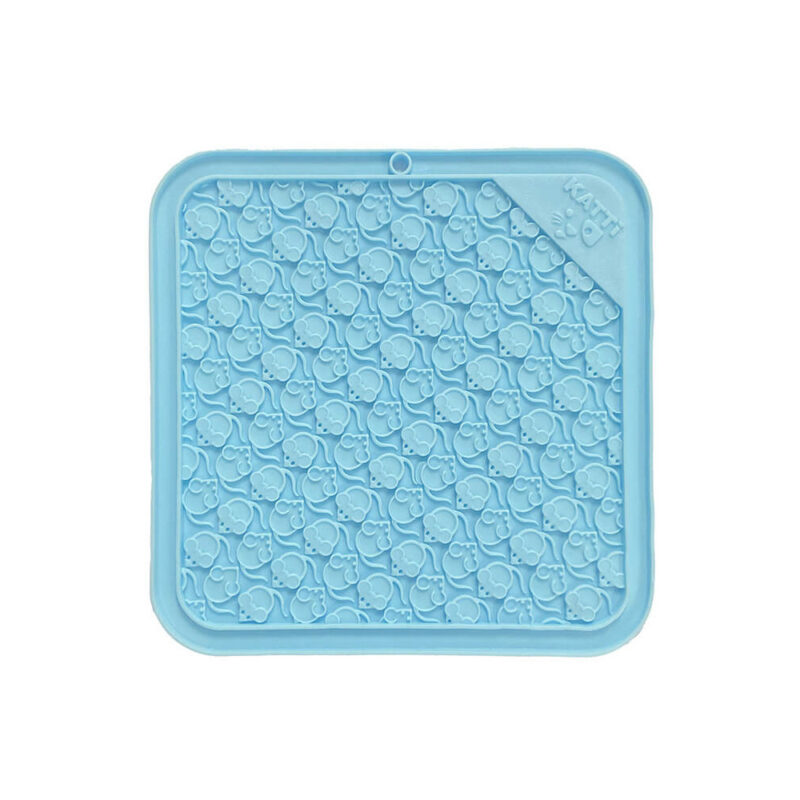 Katti lick mat in blue with a fun mouse pattern