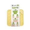Katti cat lick mat in fun yellow fish design in packaging