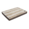 Dog mat with brown fabric sides and a plush light brown brindle top